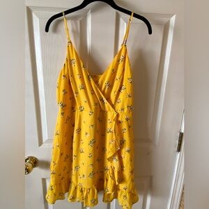 Altr’d State Floral Golden Yellow Sun Dress size Large NWT